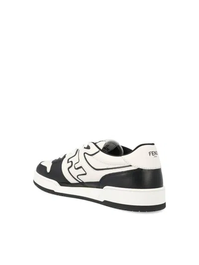 Fendi Leather Sneakers With Ff Lateral Logo In Multi