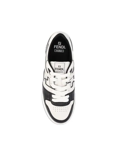 Fendi Leather Sneakers With Ff Lateral Logo In Multi