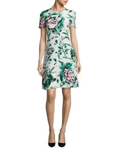 Burberry Sam Floral-print Silk A-line Dress In Emerald Green