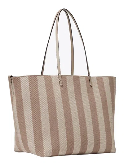 Fendi Reversible Shopper In Pequin Striped And Dove Grey Ff Fabric