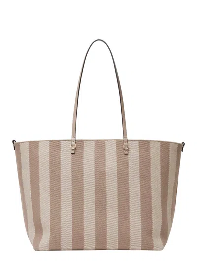 Fendi Reversible Shopper In Pequin Striped And Dove Grey Ff Fabric