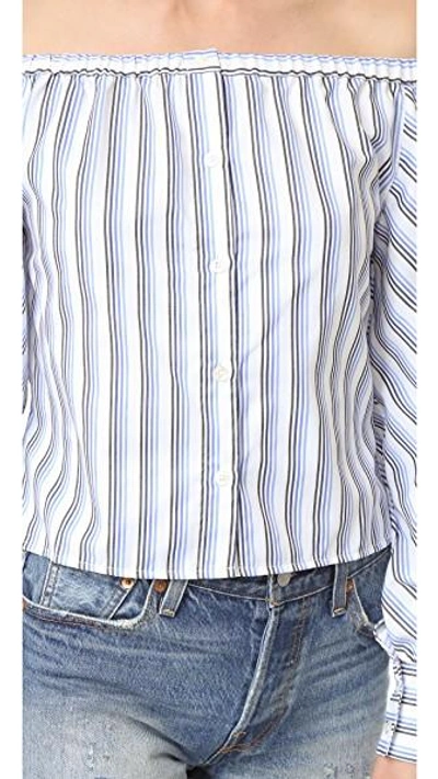 Shop Elle Sasson Leandra Blouse In Blue Stripe