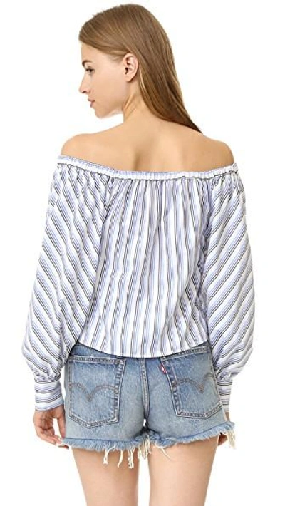 Shop Elle Sasson Leandra Blouse In Blue Stripe