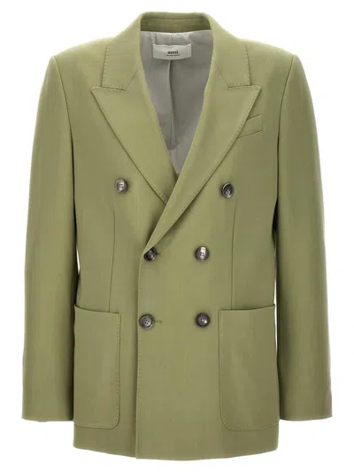 Ami Alexandre Mattiussi Front Double-breasted Tailored Jacket In Green