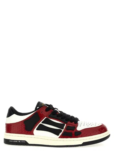 Amiri Skel Top Low Red Sneakers With Skeleton Patch In Leather Man