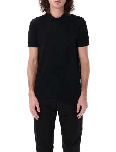 Tom Ford Black Short-sleeves Polo In Cotton Piquet Jersey Man