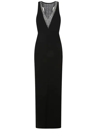 Max Mara Sophisticated Evening Dress With Deep V-neckline And Embellished Back