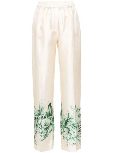 F.r.s For Restless Sleepers For Restless Sleepers Silk Printed Trousers In White