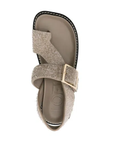 Loewe Khaki Open Toe Sandals
