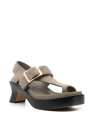 Loewe Khaki Open Toe Sandals