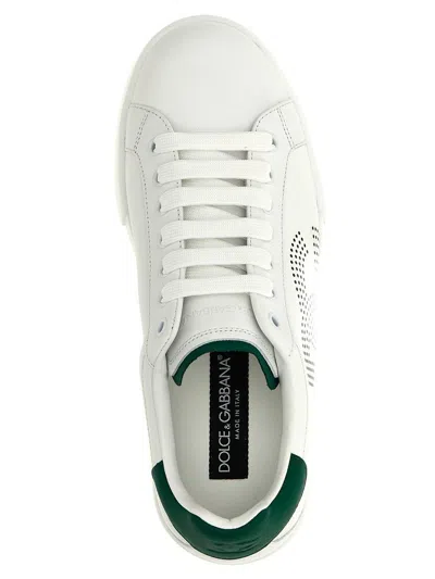 Dolce & Gabbana White And Black Leather Sneakers In White