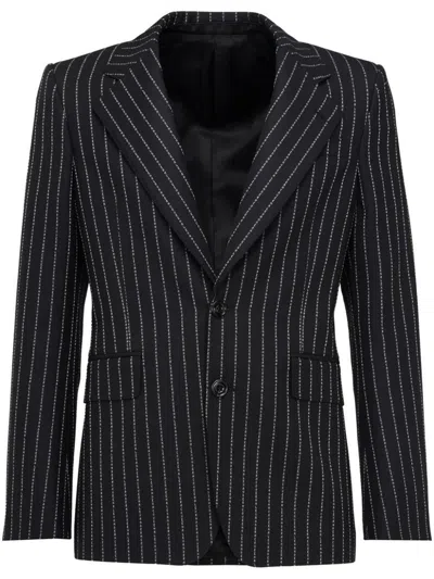 Alexander Mcqueen Tailored Jacket With Pinstripes And Structured Shoulders