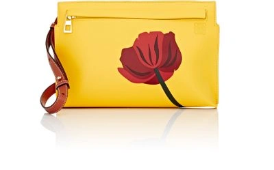Loewe Fiore Leather T Pouch In Yellow/red