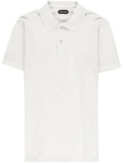 Tom Ford White Polo Shirt With Classic Collar In Cotton Blend Man