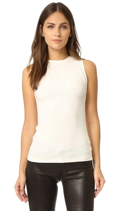 Getting Back To Square One Ribbed Muscle Tee In Vanilla Ice