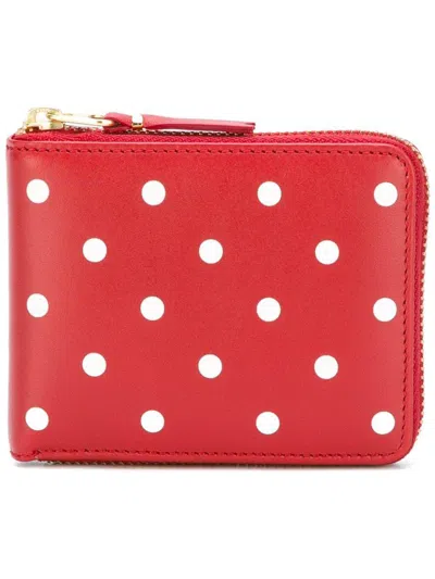 Comme Des Garçons Leather Polkadot Wallet With Zipper