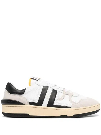Lanvin Black And White Leather Clay Low Mesh Sneakers