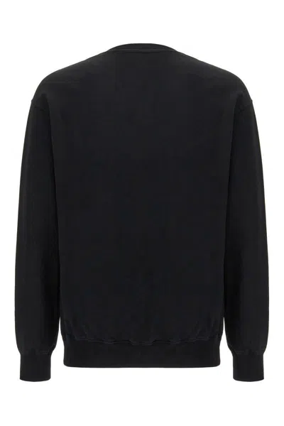 Palm Angels Black Cotton Crew Neck Sweatshirt With White Logo