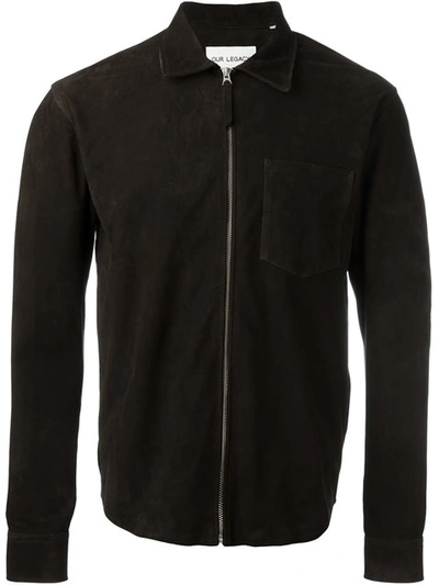Our Legacy Suede Zip Shirt In Black