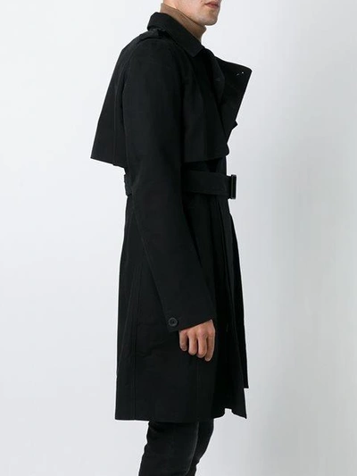 Shop Rick Owens Belted Trench Coat - Black