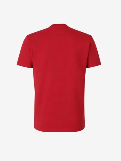 Dsquared2 Red Crewneck T-shirt With Logo Lettering On The Front In Cotton Man