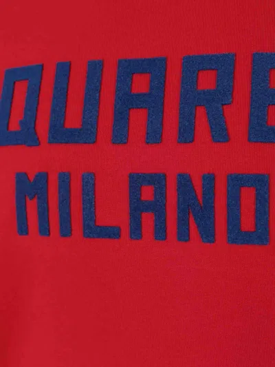 Dsquared2 Red Crewneck T-shirt With Logo Lettering On The Front In Cotton Man