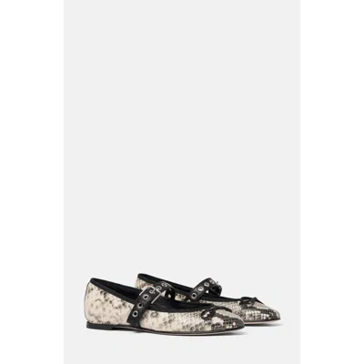 Scarosso Astrid Python Printed Flat Shoes In Neutral