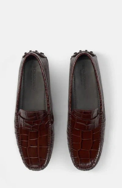 Scarosso Michael Almond Toe Loafers In Brown