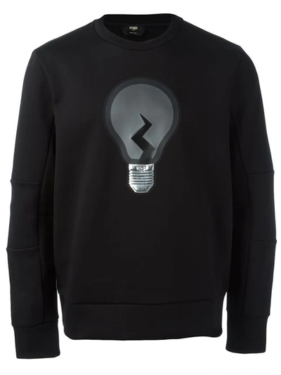 Fendi Light Bulb Cotton Jersey Sweatshirt, Black