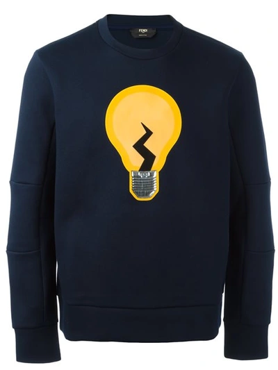 Fendi Light Bulb Cotton Jersey Sweatshirt, Blue