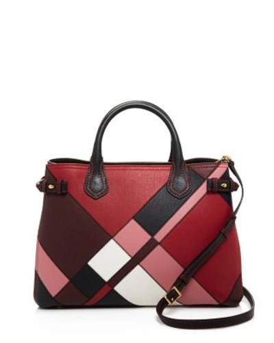 Shop Burberry Banner Patchwork Color Block Medium Tote In Pink