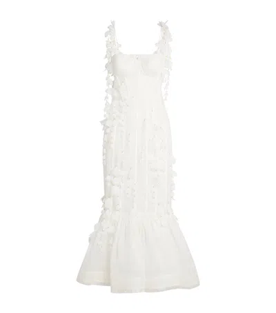 Zimmermann Dawning Linen And Silk Gown In White