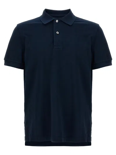 Tom Ford Black Short-sleeves Polo In Cotton Piquet Jersey Man