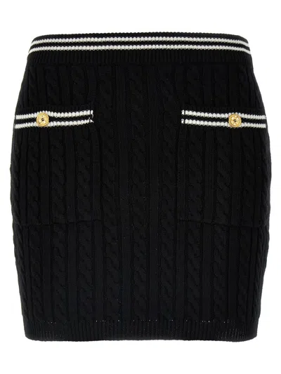 Alessandra Rich Womens Black Cable-knit Slim-fit Cotton Mini Skirt
