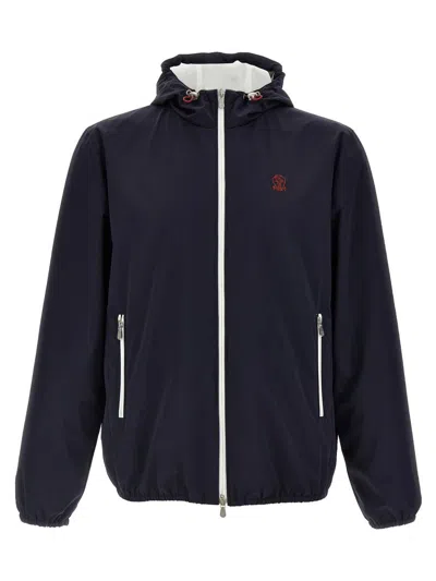 Brunello Cucinelli Membranated Nylon Jacket With Logo And Hood