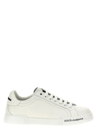 Dolce & Gabbana Leather Sneakers With Lateral Logo Patch