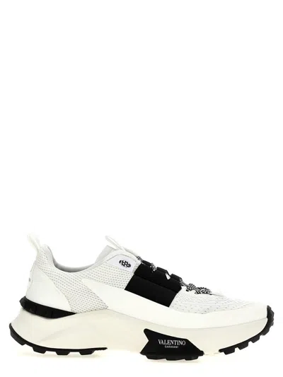 Valentino True Act Low Top Trainer In Mesh And Rubberised Fabric