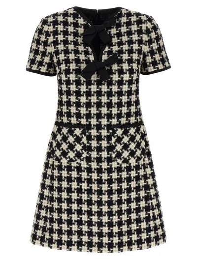 Valentino Embroidered Damier Light Tweed Short Dress
