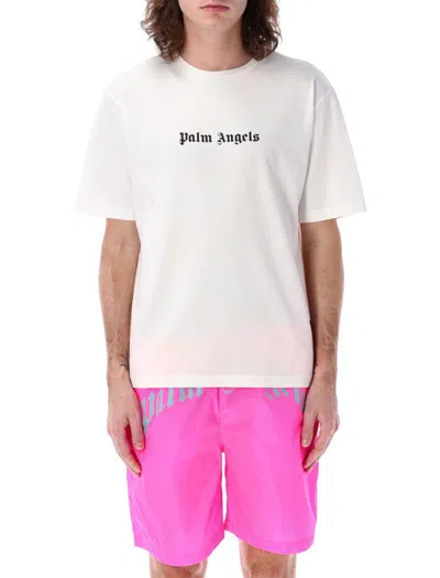 Palm Angels White Short-sleeved T-shirt With Monogram Pa Embroidery