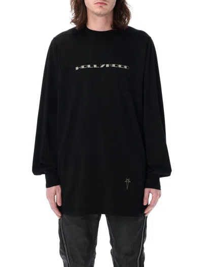 Rick Owens Drkshdw Oversized Long-sleeve Tee With Black Pearl Print