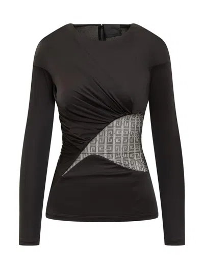 Givenchy Draped Top In Jersey And 4g Lace