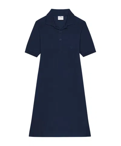 Courrèges Blue Navy Short-sleeve Mini Dress In Black