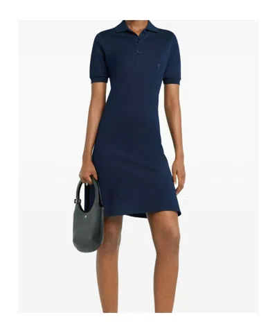 Courrèges Blue Navy Short-sleeve Mini Dress In Black