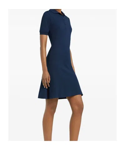 Courrèges Blue Navy Short-sleeve Mini Dress In Black