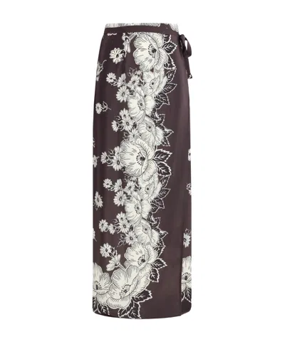 P.a.r.o.s.h White And Black Skirt With Side Closure And All-over Floral Printed Pattern