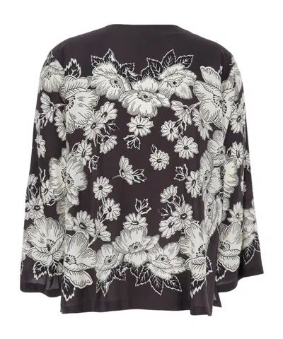 P.a.r.o.s.h Black V-neck Floral Shirt In Black