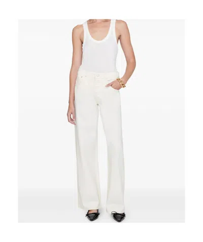 Anine Bing White Straight Leg Jeans