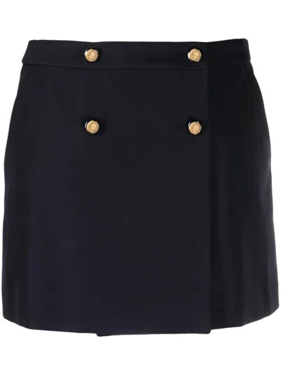 Alexander Mcqueen Button-embellished Wool And Cotton-blend Twill Mini Skirt