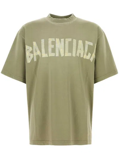 Balenciaga Crew Neck Distressed Neckline Graphic Print