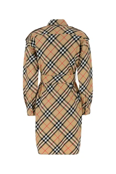 Burberry Vintage Check-pattern Belted Shirt Dress In Brown